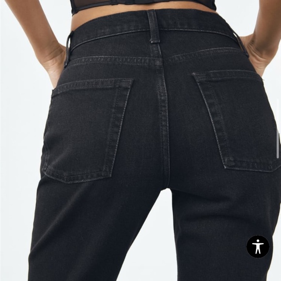 Zara black slim jeans denim with detachable feather fur - Picture 5 of 13